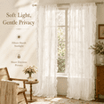 thumbnail image 4 of DONGPAI Floral Lace Outdoor Sheer Curtains 2 Panels with Romantic Ruffles, Lightweight Airy Sheer Voile Drapes for Patio Gazebo, Bedroom and Wedding Backdrop, 52" x 84", White, 4 of 8