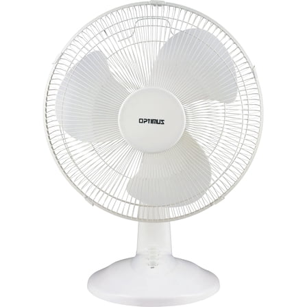 Optimus 12" Oscillating Table Fan in White