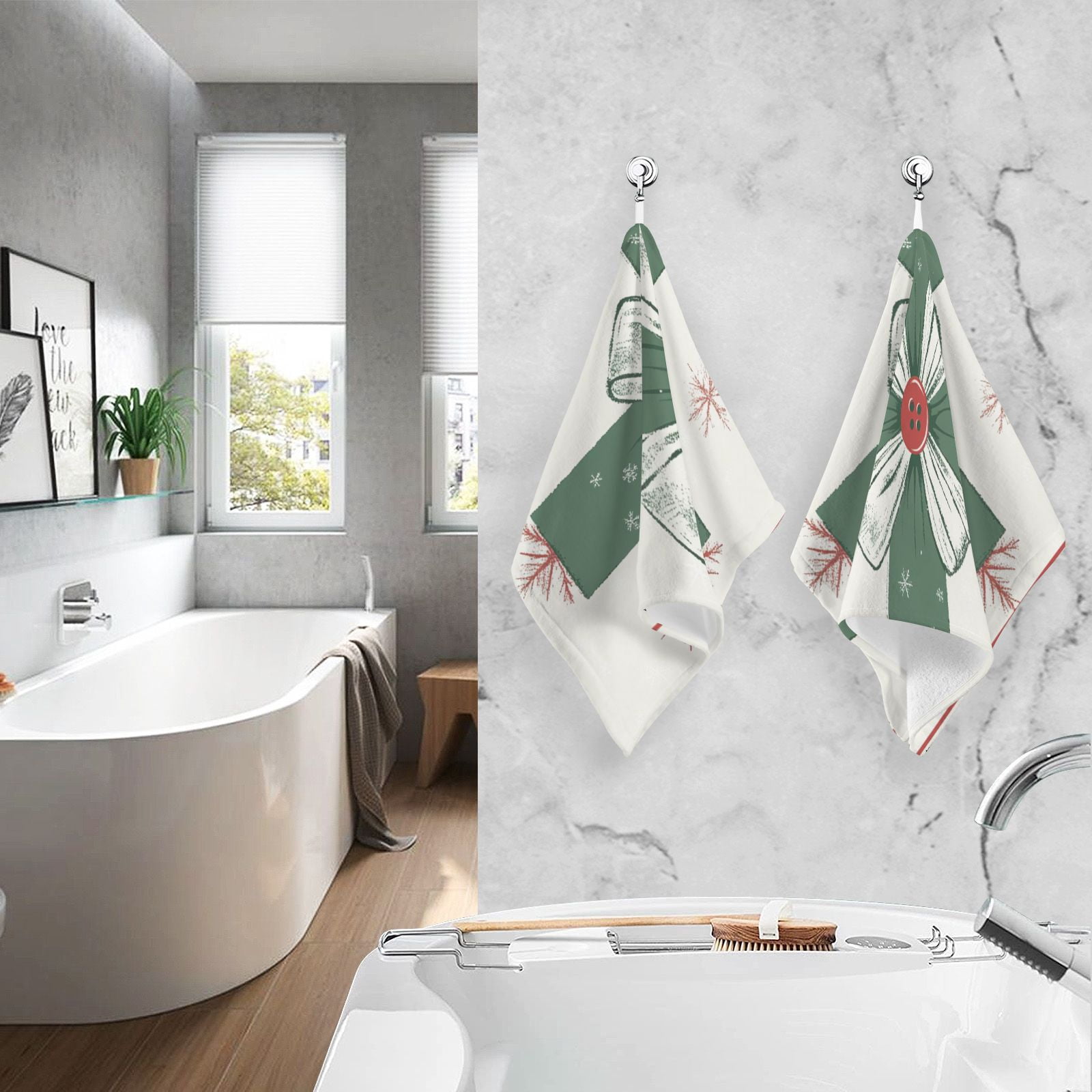 Rural Cross Hand Towels Cotton Bath Towels Large Face Towels Absorbent for Bathroom 2 Packs