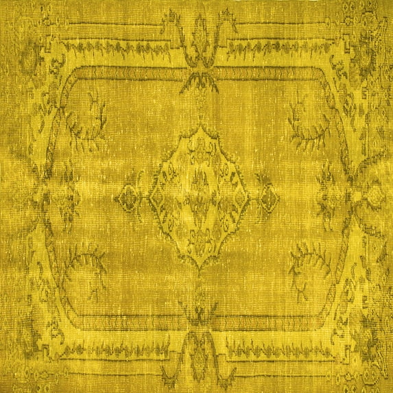 Ahgly Company Indoor Square Abstract Yellow Contemporary Area Rugs, 5' Square