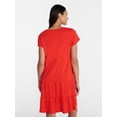 thumbnail image 3 of Time and Tru Women's Tiered Cotton Mini Dress with Short Sleeves, Sizes XS-XXXL, 3 of 5