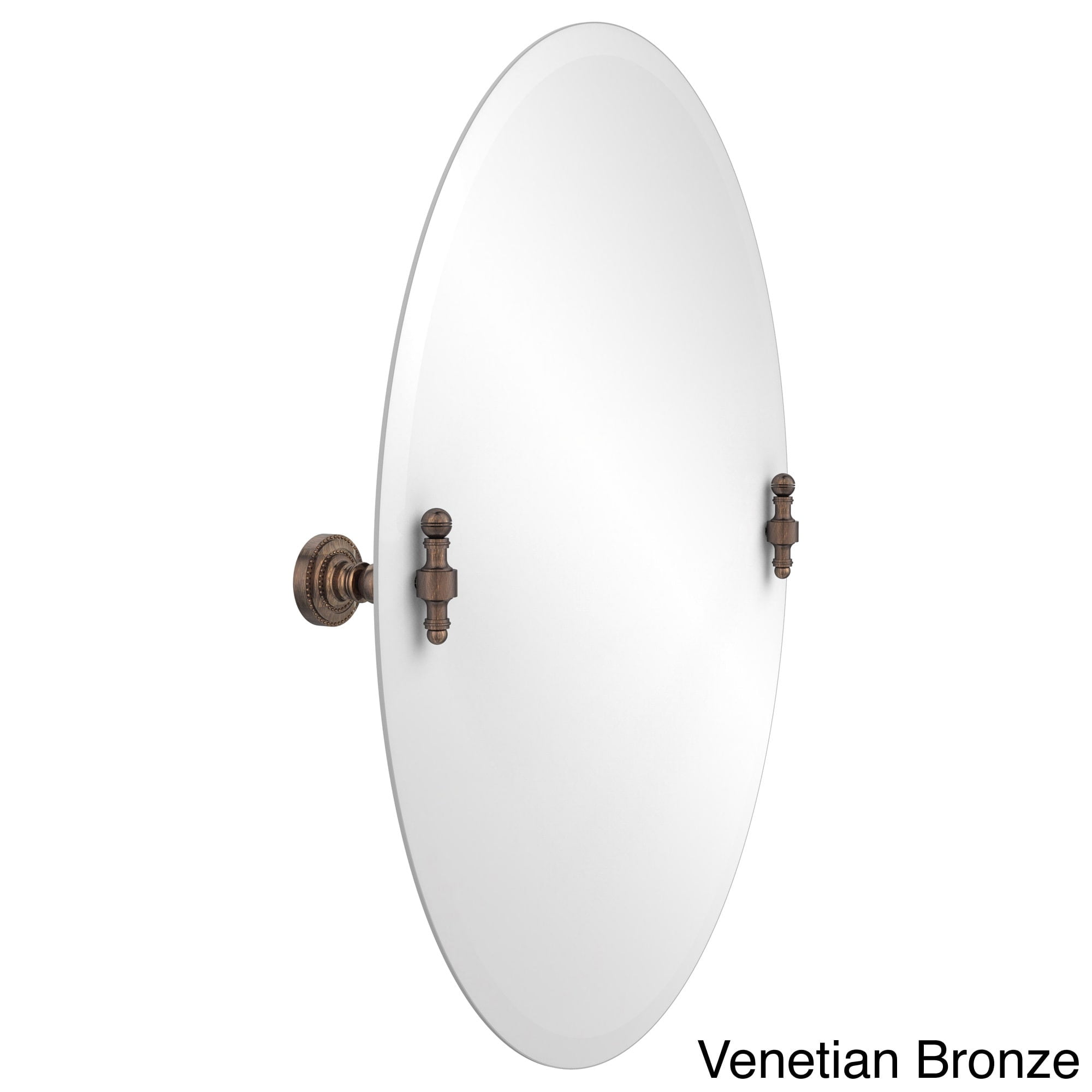 Frameless Oval Tilt Mirror with Beveled Edge in Oil Rubbed Bronze 