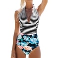 thumbnail image 1 of Traje de baño de una pieza para mujer con escote halter y control de barriga fruncido Xemadio WMZL-954-24, 1 of 7
