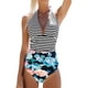 thumbnail image 1 of Traje de baño de una pieza para mujer con escote halter y control de barriga fruncido Xemadio WMZL-954-24, 1 of 7
