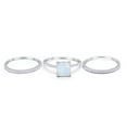 thumbnail image 2 of Three Piece Ring Princess Cut Wedding Set White Opal 925 Sterling Silver Size 9, 2 of 4