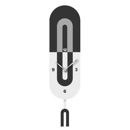 FGnano Modern Classic Vertical Oval Pendulum Wall Clock, White, Black and Light Gray, MDF, 18.3x5.7x1.8, with White Gift Box