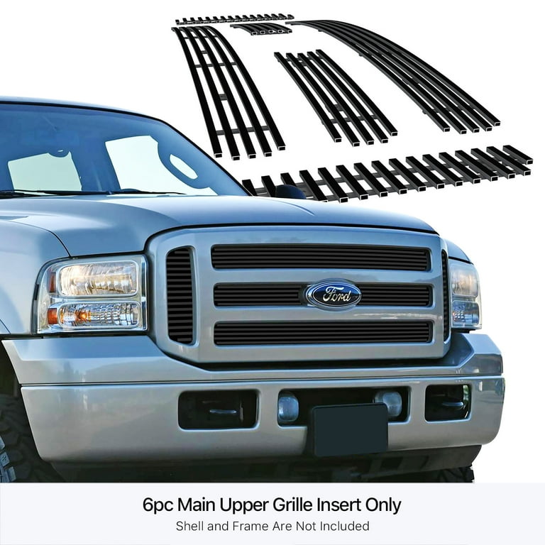 APS Compatible with Ford Excursion F-250 F-350 F-450 F-550 2005-2007 Main  Upper Stainless Steel Black Billet Grille Grill Insert F65781H