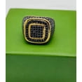 thumbnail image 3 of Men's 14K Gold Plated Black Round Diamond Pave Signet Ring Cushion Cut Two-Tone Statement Pinky Ring, 3 of 3