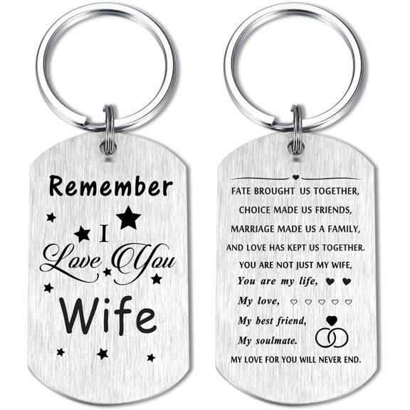 Remember I Love You Wife Keychain Gifts, Best Dear Wife Birthday Wedding Anniversary Christmas Keychain from Husband