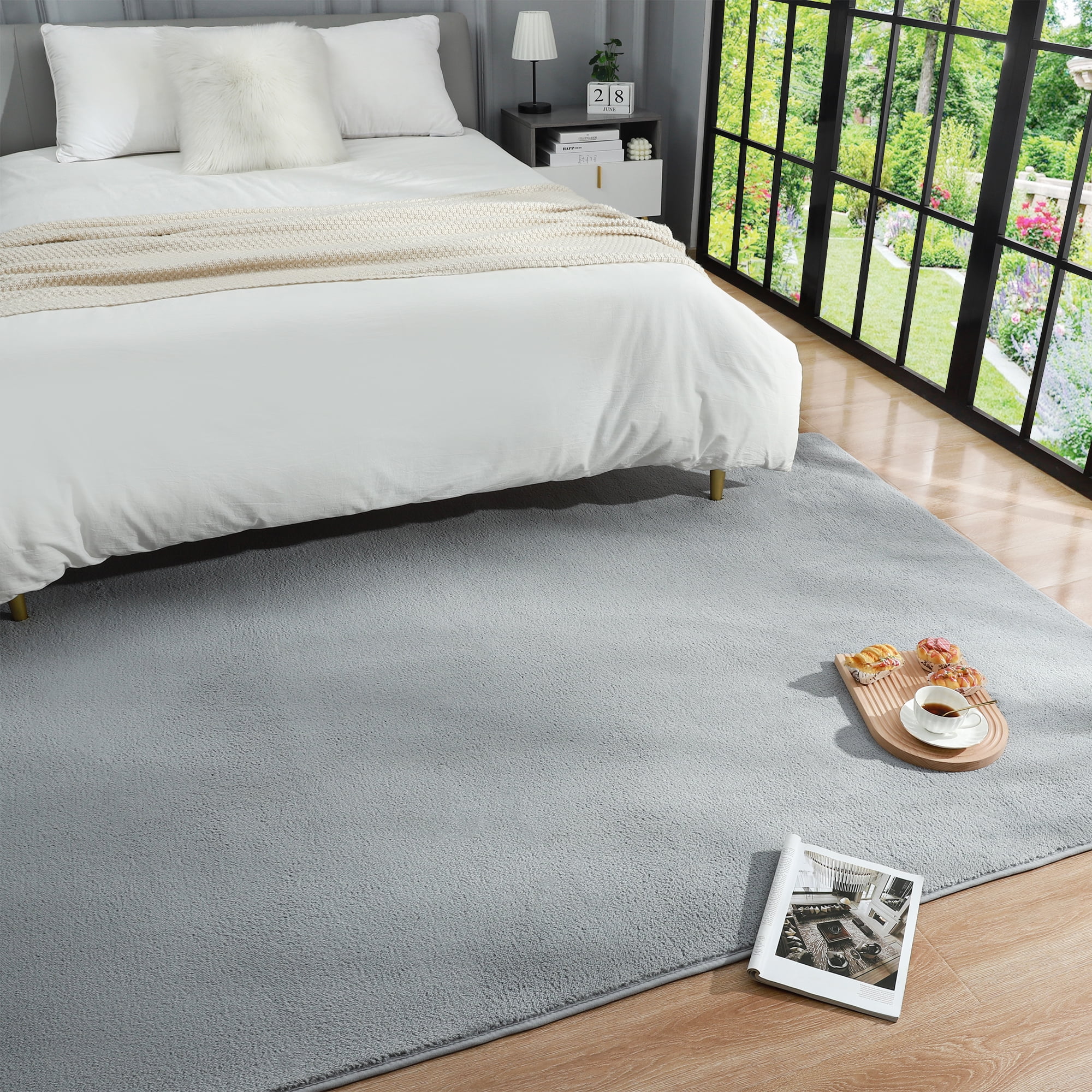 Arogan Soft Low Pile Rug Modern Area Rugs for Bedroom Living Room,Suitable for Boys Girls Teenagers and Adults with Super Soft Touch , Gray , 4' x 6'