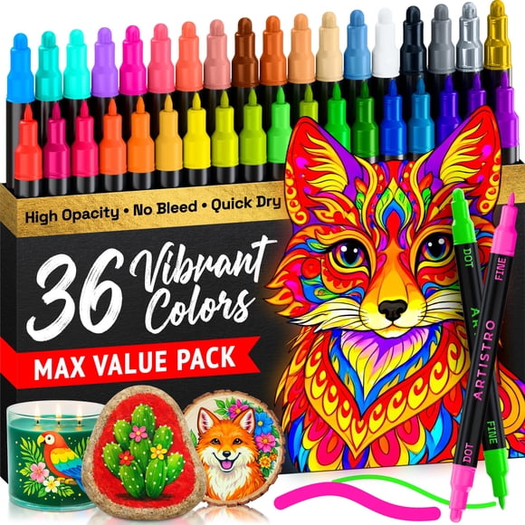 Marcadores de pintura ARTISTRO, set de 36 lápices acrílicos de doble punta