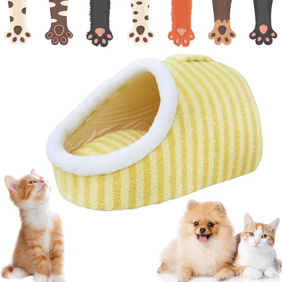 Zentric Lit pour Animaux de Compagnie Cachette Confortable, Lit pour Chien Grotte Confortable Grand Lit pour Chiens, Lit pour Chien Zentric, Lit pour Animaux avec Housse Grotte (Jaune-A,S)