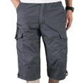 thumbnail image 1 of Mens 3/4 Long Length Elasticated Shorts Waist Cargo Combat Three Quarter Pants, 1 of 4