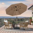 thumbnail image 2 of PURPLE LEAF 6' x 9' Patio Umbrella with Base Market Umbrella Rectangular Outdoor Umbrella with Push Button Tilt & Crank and 8 Ribs Aluminum Table Umbrella for Pool Backyard Beach, Taupe, 2 of 7