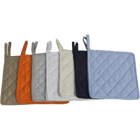 

Pot Holders Cotton Made Heat Resistant Potholder Machine Washable Size 8 x 8 - (Multi 7 Colors) - { Pack Of 5 }