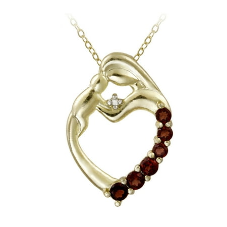 Baby Shoes Heart Necklace - 18K Gold over Sterling Silver & Diamond Accent Mother and Baby Heart Necklace