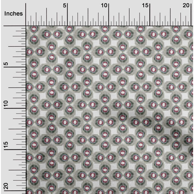 oneOone Cotton Poplin Fabric Peacock Feather Ikat Print Sewing Fabric BTY 42 Inch Wide