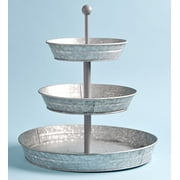 3-Tier Rustic Vertical Kitchen Stand with Galvanized Metal Storage Trays