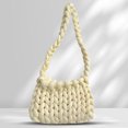 thumbnail image 4 of Bolso Mujer Mensajero Sólido Tejido A Mano Suave Embrague Totalizador Blanco, 4 of 7
