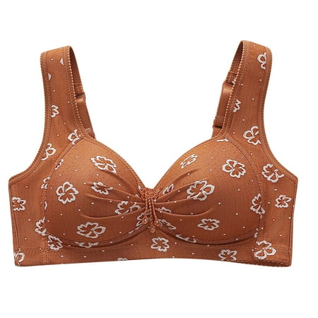 Babysbule Bras for Women Clearance Woman s Fashion Plus Size Wire Free Comfortable Printing Push Up Hollow Out Bra Underwear