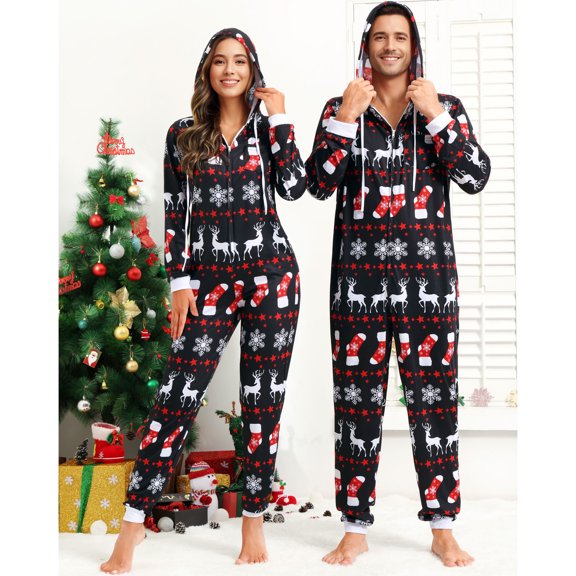 Christmas Pajamas For Family Matching Pajamas For Couples Christmas Onesies Adult Black Men 3XL