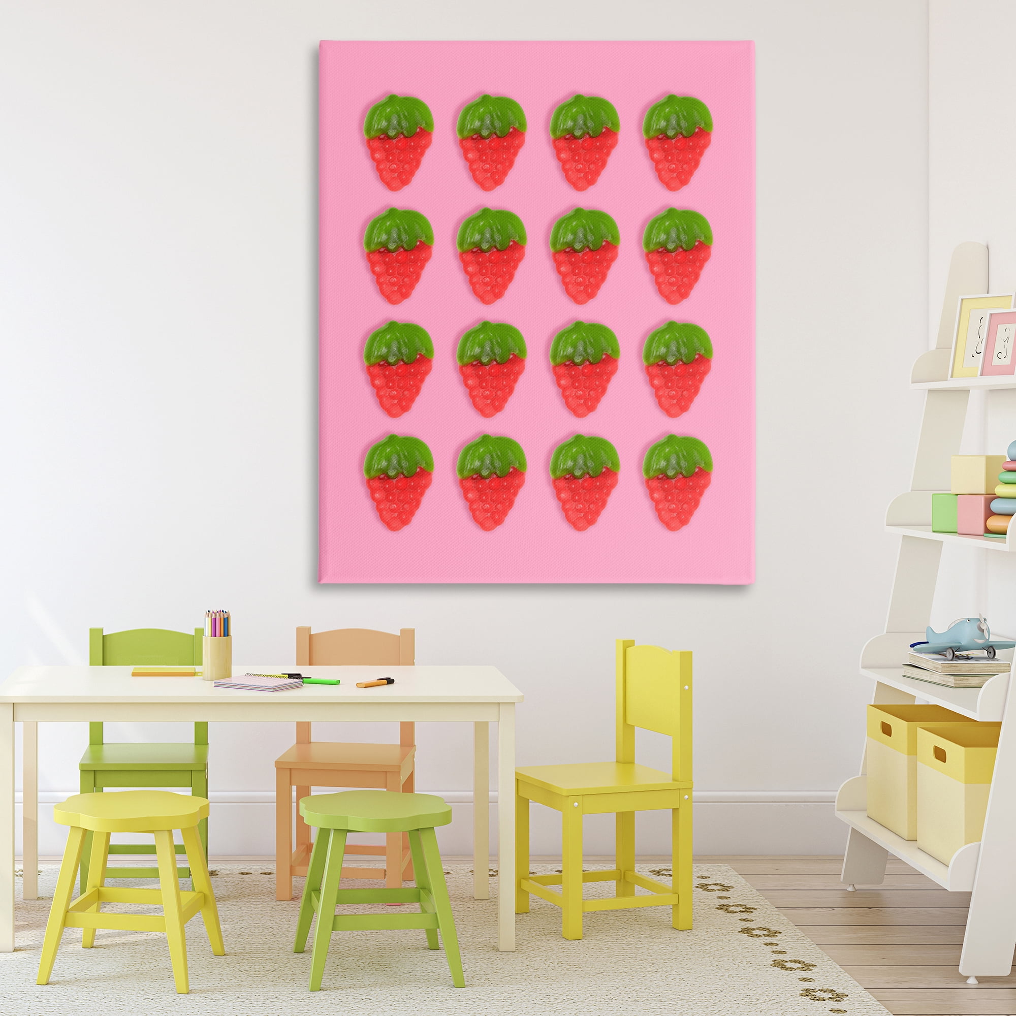 Stupell Industries Gummy Strawberry Candy Pattern Canvas Wall Art, design by LISH Creative