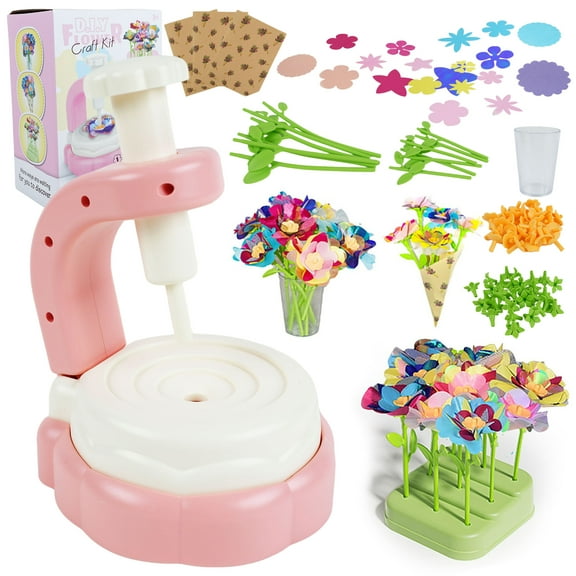 Jaawind Fabric Flower Bouquets Toys for Girls 8-12, DIY Arts & Crafts Kits for Kids Ages 3 4 5 6 7 Years Old, Educational Activity Birthday Gifts for Toddler