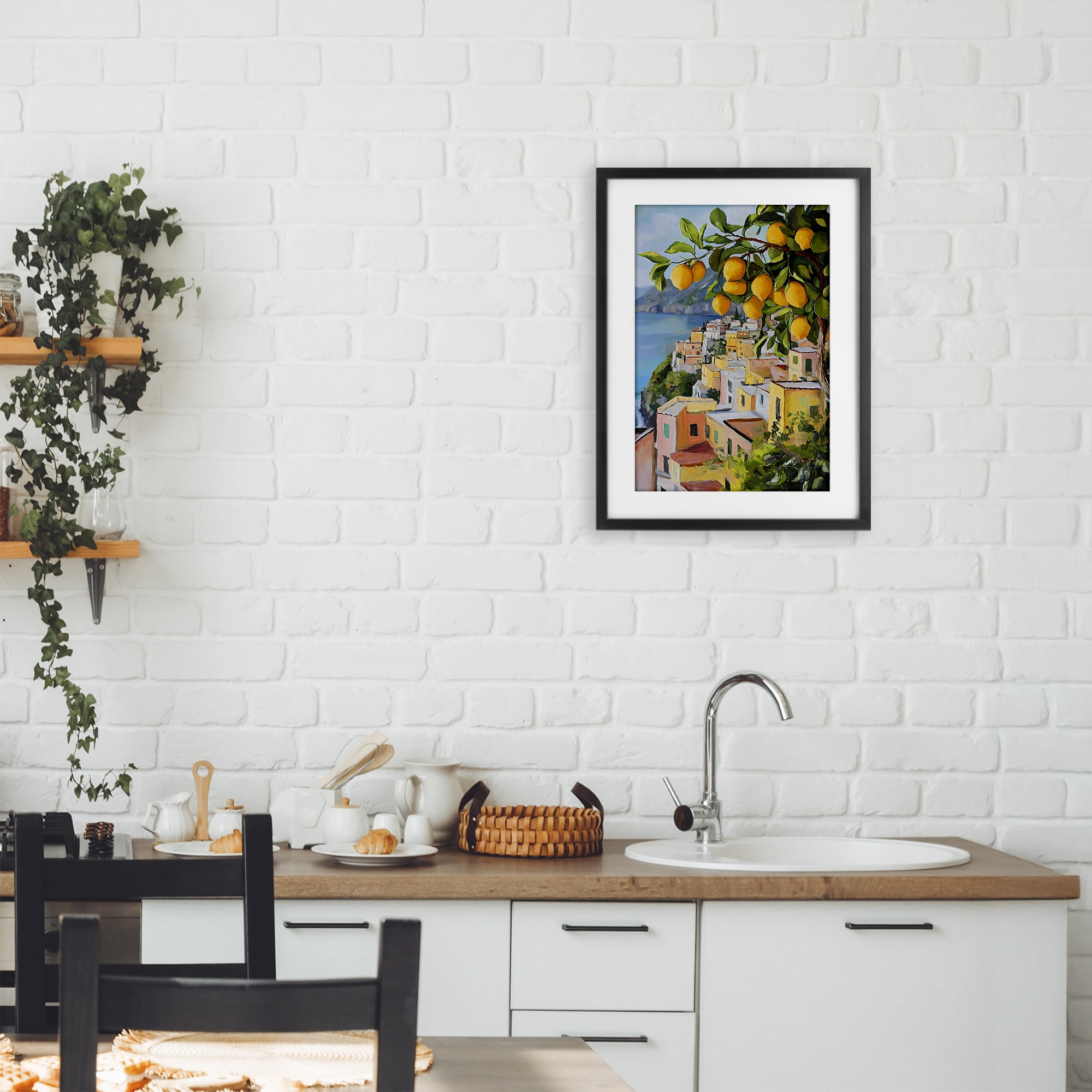 Stupell Industries Mediterranean Lemon Tree Scenery Black Framed Print Under Glass, design by Creative Studio