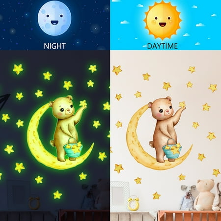 

Teissuly Bear Night Light Star Children s Room Kindergarten Home Night Light Adhesive