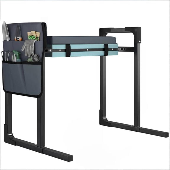 Foldable Gardening Kneeler and Seat, Heavy-Duty Steel, Dark Gray