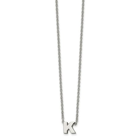 2 Extension Necklace - Stainless Steel Polished Letter K With 2 Inch Extension 18 Inch Necklace
