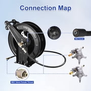 Tool Daily Retractable Pressure Washer Hose Reel 1.5m, Heavy Duty Power Washer Hose Reel 4000 PSI, Auto-Rewinding, Wall/Floor Mounted