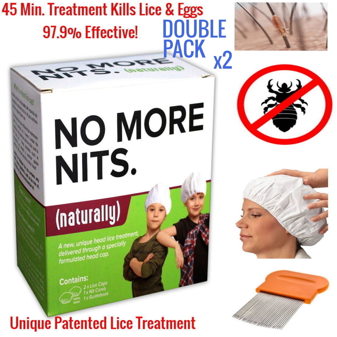 Head Lice Kit With Comb & Lice Removal Cap Combo Pack Patented