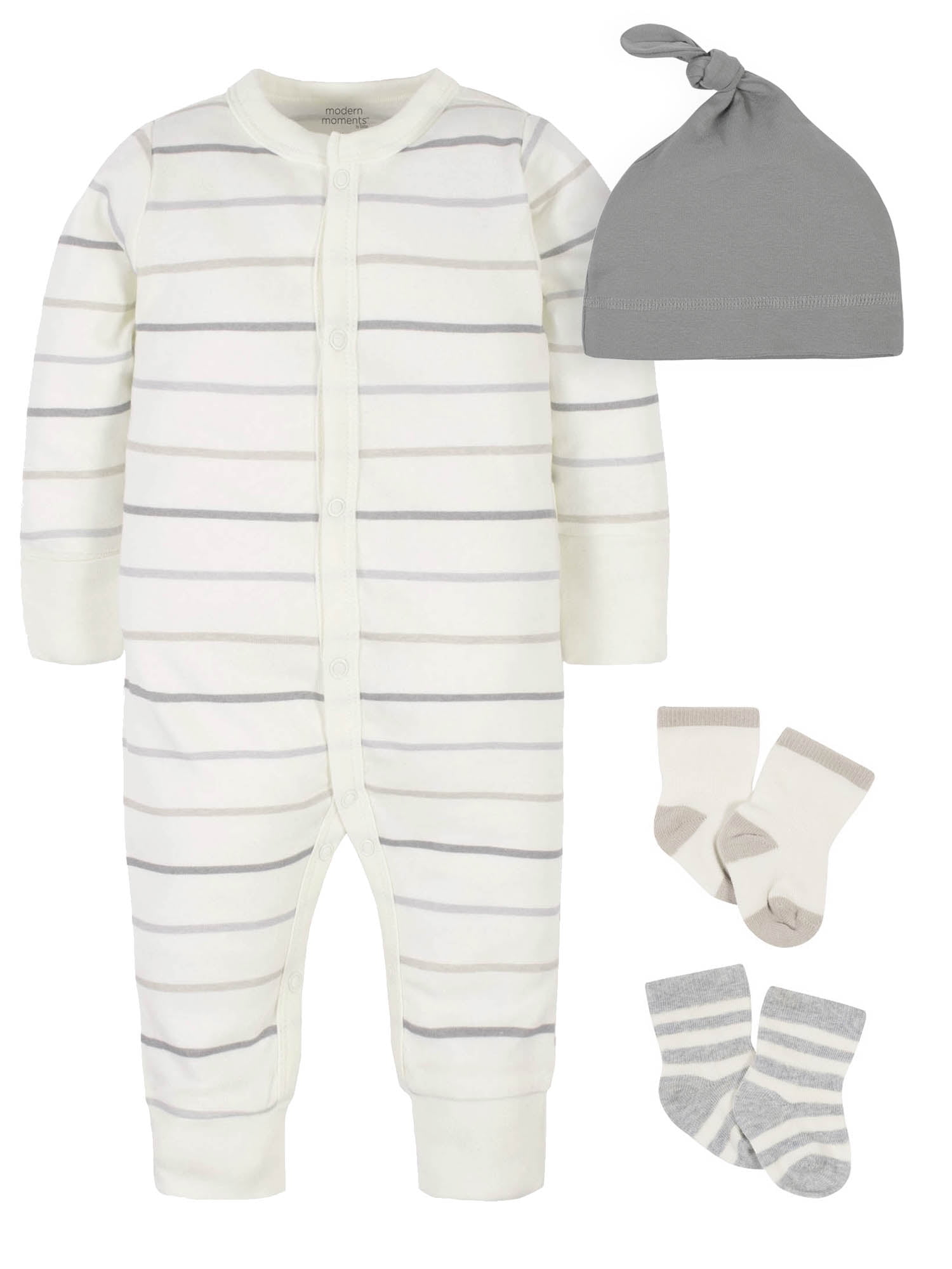 Modern Moments by Gerber Organic Baby Neutral Coverall, Cap, and Socks