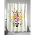 thumbnail image 5 of Bee Flower Shower Curtain, Watercolor Floral Golden Polka Dot Waterproof Shower Curtain Set with 12 Hooks Lightweight Washable Fabric Shower Curtains for Bathroom 60x72 Inches, 5 of 6