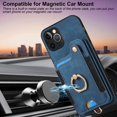 thumbnail image 6 of 12 Pro Max Phone Case,Card Holder Wallet Stand for iPhone 12 Pro Max Case,Ring Holder,RFID-Blocking,Wrist Strap,Camera Protector,Leather Shockproof Protective  Flip Cover Cases (Blue), 6 of 14
