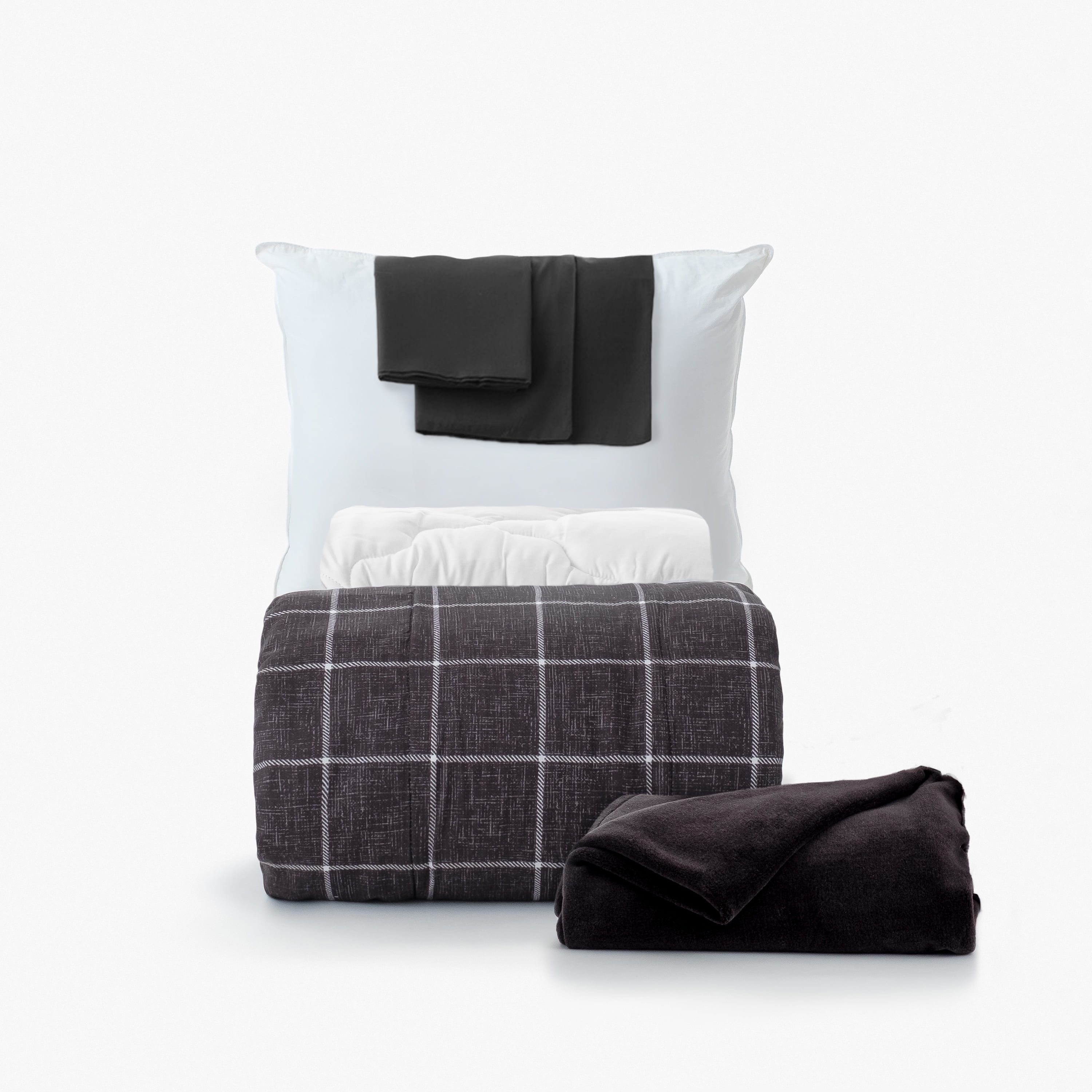 Dawn 7Piece College Dorm Bedding Bundle in Gerard Black, Twin XL