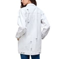 thumbnail image 6 of Women's Mid Length Distressed Cotton Denim Button Up Oversized Jean Jacket (White, XL), 6 of 6