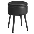 thumbnail image 2 of VASAGLE EKHO Collection - Pouf de Rangement, Tabouret de Coiffeuse, Cuir Synthétique avec Surpiqûres, Style Mi-Siècle Moderne, Siège de Rangement Rond avec Pattes en Acier, Charge 330 lb, Noir Encre, 2 of 7