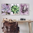 thumbnail image 2 of Purple Sprouting Succulents Close Up Botanical & Floral Graphic Art Gray Framed Art Print Wall Art, Set of 3, 2 of 8