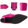 thumbnail image 3 of Unique Bargains Women's Boot Pointed Toe  Zip Chunky Heels Knee High Boots Hot Pink 9, 3 of 6