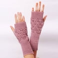 thumbnail image 2 of 3 pares de guantes de lana con ribete acrílico, medio dedo tejido, guantes largos C, 2 of 4