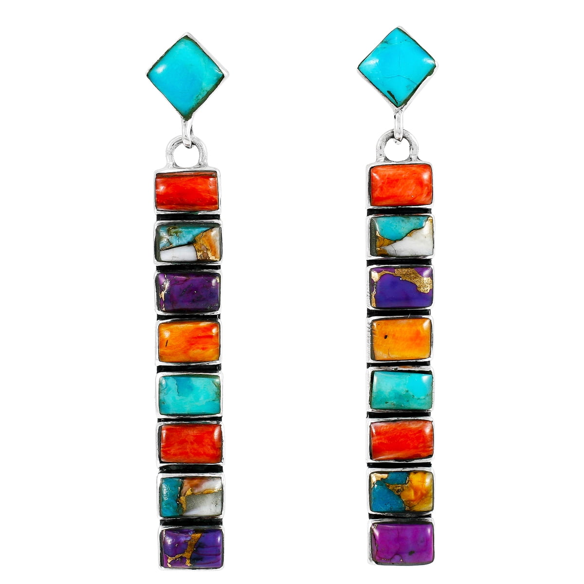 Turquoise Jewelry Earrings Multi-Colors for Women Sterling Silver 925 ...