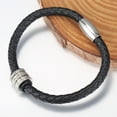 thumbnail image 2 of Hermah Mens 6mm Man-made Leather Bracelet Magnetic Clasp, 2 of 5
