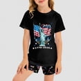 thumbnail image 2 of HCNTES Toddler Baby Boy Girl Outfit USA Flag Embroidery Knit Short Sleeve T Shirt Tops And Shorts Set Kids 1T 2T 3T 4T 5T 6T 7T 8T 9T Independence Day Clothes(D01-Black,9-10 Years), 2 of 7