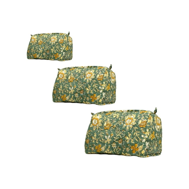 Neceser BLOCK N STYLE de algodón con estampado floral hecho a mano