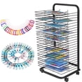 thumbnail image 1 of 16/25 Shelfs Mobile Art Drying Rack for Classrooms & Art Studios, Canvas/ Paint Drying Rack, Wall Mountable Art Storage Rack with Wheels, Black/Blue, 1 of 8