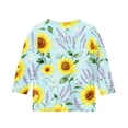 thumbnail image 5 of Cute Summer Tops for Girls Size 10-12 Casual 3/4 Sleeve Crew Neck Girls Shirts Funny Daisy Printed T-Shirts Girls Fashion Tunic Tops Blue 11-12 Years, 5 of 5