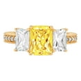 thumbnail image 4 of 3.61 ct Emerald Cut Simulated Yellow Diamond 3 Stone 14K Yellow Gold Womens Engagement Ring, 4 of 5