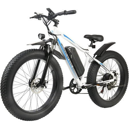 Wheelspeed S6 26" X 4.0" Electric Bike, 500W Motor 20 MPH & 70 Miles Shimano 7-Speed Gear Removable Battery, Fat Tire Snow Beach Mountain E-Bike for Adults (White)